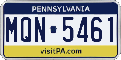 PA license plate MQN5461
