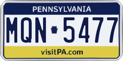 PA license plate MQN5477