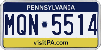 PA license plate MQN5514
