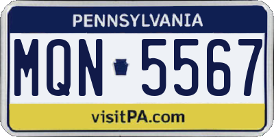 PA license plate MQN5567