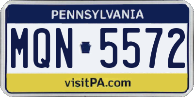 PA license plate MQN5572