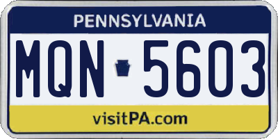 PA license plate MQN5603