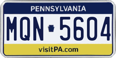 PA license plate MQN5604