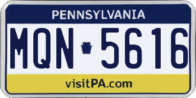 PA license plate MQN5616