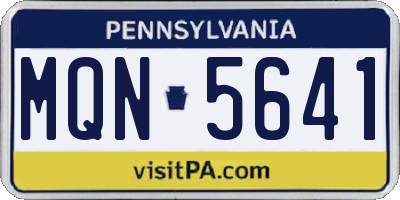 PA license plate MQN5641
