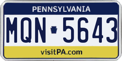 PA license plate MQN5643
