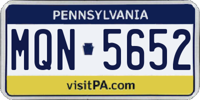 PA license plate MQN5652