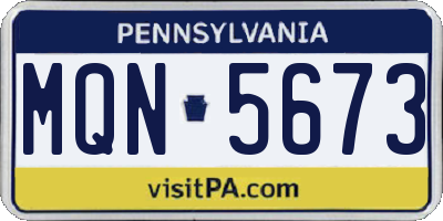PA license plate MQN5673