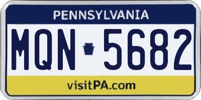 PA license plate MQN5682