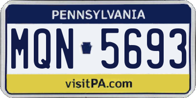 PA license plate MQN5693