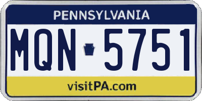 PA license plate MQN5751