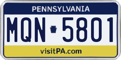 PA license plate MQN5801