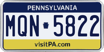 PA license plate MQN5822