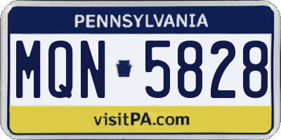 PA license plate MQN5828
