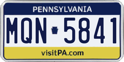 PA license plate MQN5841