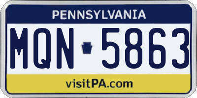 PA license plate MQN5863