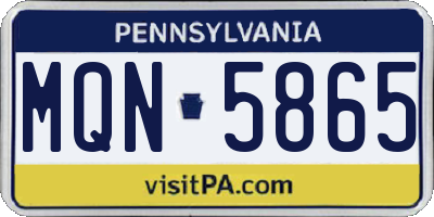 PA license plate MQN5865