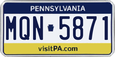 PA license plate MQN5871