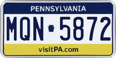 PA license plate MQN5872