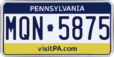 PA license plate MQN5875