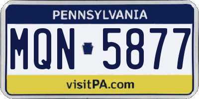 PA license plate MQN5877