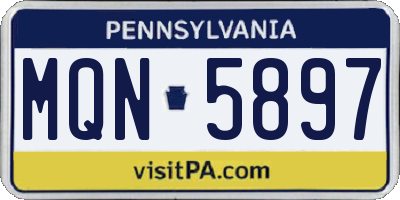 PA license plate MQN5897