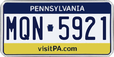 PA license plate MQN5921