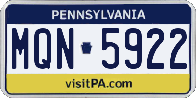 PA license plate MQN5922