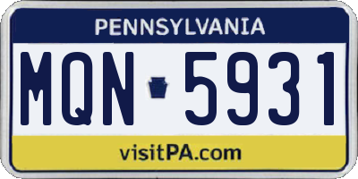 PA license plate MQN5931