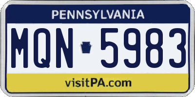 PA license plate MQN5983