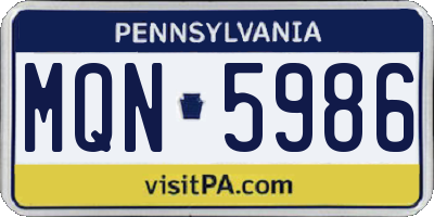 PA license plate MQN5986