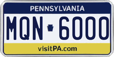 PA license plate MQN6000