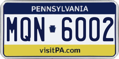 PA license plate MQN6002