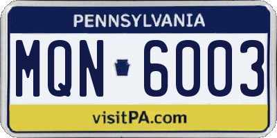 PA license plate MQN6003