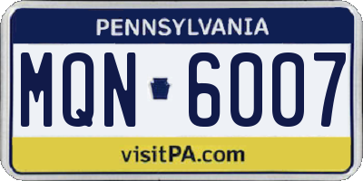 PA license plate MQN6007