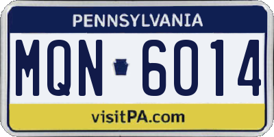PA license plate MQN6014