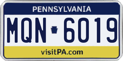 PA license plate MQN6019