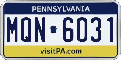 PA license plate MQN6031