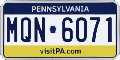PA license plate MQN6071