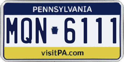 PA license plate MQN6111