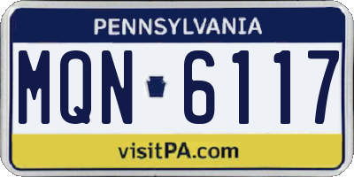 PA license plate MQN6117
