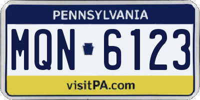 PA license plate MQN6123