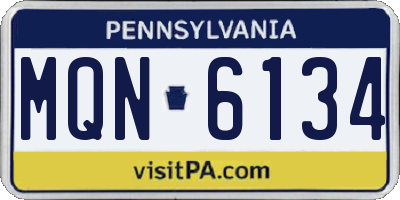 PA license plate MQN6134