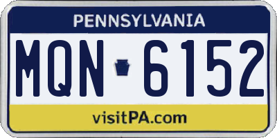 PA license plate MQN6152
