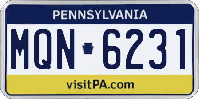 PA license plate MQN6231