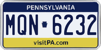 PA license plate MQN6232