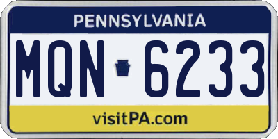 PA license plate MQN6233