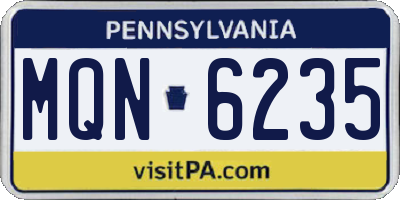 PA license plate MQN6235