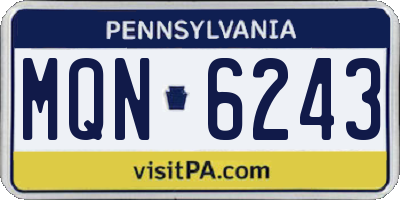 PA license plate MQN6243