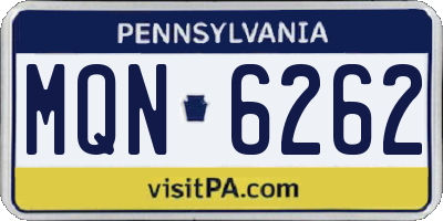 PA license plate MQN6262